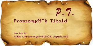 Proszonyák Tibold névjegykártya